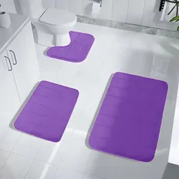 Carpets U-shaped Toilet Carpet Comfortable Bathroom Mat Luxurious 3-piece Bath Set With Non-slip Design Quick-dry For Ultimate