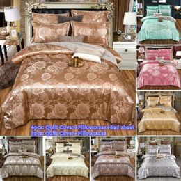 Set di biancheria da letto Luxury 3 o 4 pezzi set satinato copripiumino jacquard con chiusura con cerniera Foglio letto foglio 200 230 dimensioni