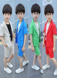 Summer Children039s Short Sleeve Suit Sets Boys Performance Birthday Party Costume Kids Blazer Shorts Pants Dress Hosted Outfit8486249