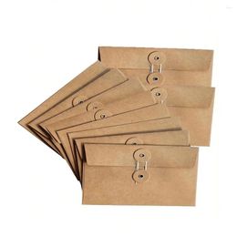 Gift Wrap 10 PCS Brown Kraft Paper Envelope Vintage Pockets With Button And String Closure For Mail Postcard Bills Invitation