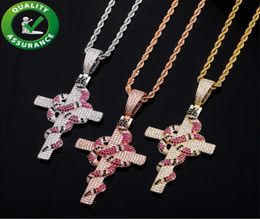 Mens Jewellery iced out pendant luxury designer necklace statement cross hip hop bling diamond rapper chain hiphop men accessories gold9907301