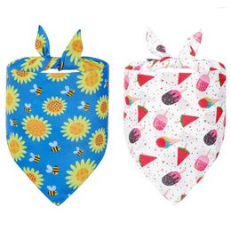 Dog Apparel Summer Bandana Fruit Tropical Style Pet Cat Bandanas Reversible Scarf Polyester Small Puppy Bibs Accessories