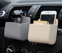 1 pcs Car vent socket garbage box PU leather mobile phone holder storage bag storage bag car hanging box car shape storage4777439