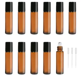 Storage Bottles 5PC 1/2/3/5/10ML Empty Amber Roll On Glass Pulse Essential Oil Roller Ball Makeup Tools Refillable Liquid Container