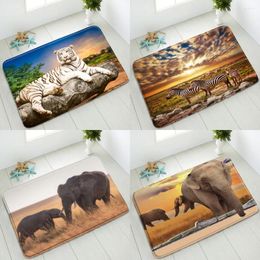 Bath Mats Animals Non-Slip Tiger Elephant Leopard Bedroom Kitchen Doormat Rug Absorbent Floor Mat Foot Pads Washable Home Carpet