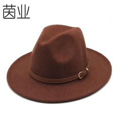 Flower Grey Wool Top Hat Men and Women Fedora Hat Flat Brim BroadBrimmed Hat Su Li Wool Cap6791572