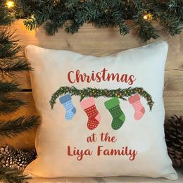 Pillow Personalised Family Christmas Cushio Gingerbread Xmas Decoration Room Presents Gift