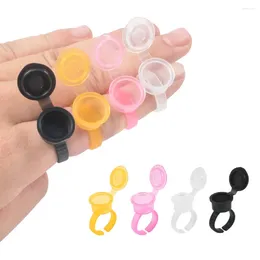 Tattoo Inks 50pcs Ink Pigment Ring Cups With Lid Cover Cap Eyelash Extension Glue Holder Permanent Makeup Microblading Tool