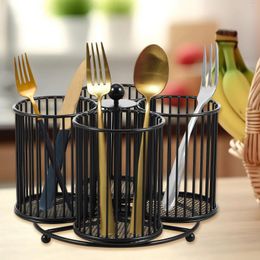 Kitchen Storage Metal Utensil Caddy 360 Degree Rotating Cutlery Holder 4 Compartment Flatware Basket For Picnic Camping Outdoor