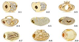 Designer Jewellery 925 Silver Bracelet Charm Bead fit P gold Coloured glass beads fixed buckle crown Slide Bracelets Beads Euro6165432