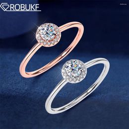 Cluster Rings D Color Moissanite Diamond 4mm Round Cut Ring For Women 925 Sterling Silver Wedding Band Jewelry Gift Wholesale