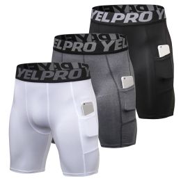 Underwear 3 PCS Running Shorts Men Sports Compression Shorts Active Workout Underwear with Pocket Quick Dry Training Exercise Gym Shorts