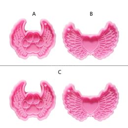 DIY Love Angel Wing Keychain Silicone Epoxy Mould DIY Keychain Pendant Jewellery Crafting Mould for Valentine Love Gift