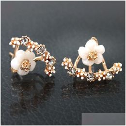 Dangle Chandelier 2024 Fashion Jewelry Cute Cherry Blossoms Flower Stud 14K Gold Earrings For Women Several Peach Drop Delivery Dhar4