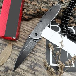 KS Stonewashed 1660 Leek Pocket Knife Speedsafe Assisted EDC Hunting Camping Outdoor Folding Knife - 8C13Mov Blade 420 Steel Handle