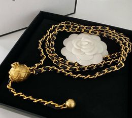 Runway Vintage Belt Necklace Sheepskin Famous Brand Ball Necklace Waistband Decorative Marked Logo Gold Link Chain Waist Chain Bel4118036