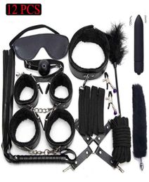 y Leather BDSM Kits Plush Bondage Set Handcuffs Games Whip Gag Nipple Clamps Sex Toys For Couples Exotic Accessories8169129