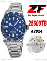 ZF V5 25500 A2824 Titanium Automatic Mens Watch 42mm Ceramic Bezel Blue Dial White Markers Titaniums Bracelet Super Edition Watche5138715