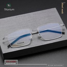 Sunglasses Frames Nordic Minimalist Screwless Design Solderless Craft Business Rectangular Titanium Frame Optical Eyeglasses For Men