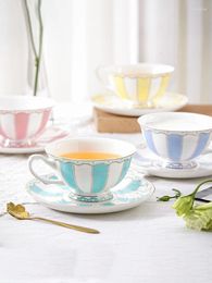 Cups Saucers European Coffee Cup And Saucer English Afternoon Tea Set Teacup Bone China Tazas De Cafe Blue Pink Home Drink Gifts
