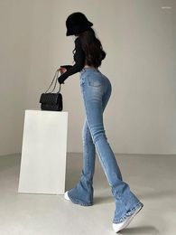 Women's Jeans High Waist Tight Slim Thickened Slight Skinny Woman Flare Pants Denim Trousers Fashion Women C420