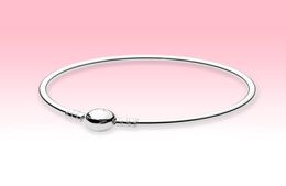 Real 925 Sterling Silver Ball Clasp Bangle Bracelet with Original box for DIY charms Bracelet for Women mens bangles2752137