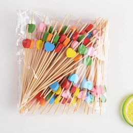 Disposable Flatware 100 PCS Colourful Skewer Sticks Party Art Fruit Buffet Food Tool Kitchen Tableware