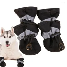 Dog Apparel Boots 4 PCS Rain Shoes With Adjustable Drawstring Soft Breathable Anti-Slip Protector