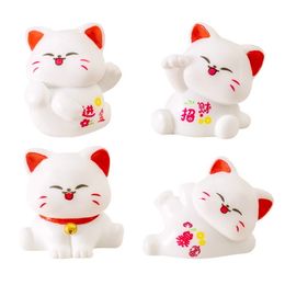 Cartoon Lucky Cat Doll 3D Miniature DIY Car Ornaments Fortune Cats Micro Landscape Fairy Garden Decoration