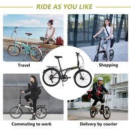 24-Inch Aluminum Alloy Folding City Bike 7-Speed Lighter Bicycles Shimano Rear Derailleur, Mountain MTB Bike For Kids