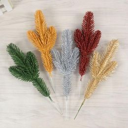 Decorative Flowers 5pc Christmas Artificial Plants Pine Fake Branches Xmas Tree Ornaments Accessories DIY Decorations Year Gift Home Decor