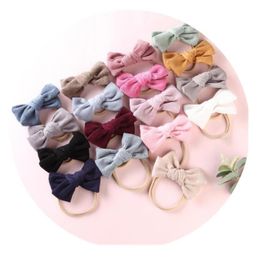 17pcslot Corduroy Nylon Headbands For Girls Solid Headband Hair Bows For Baby Girls Elastic Hair bands Baby Accessories1314222