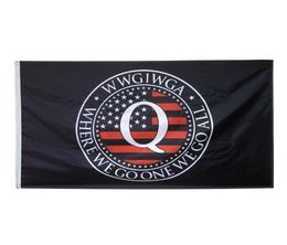 Where we go one we go all Q flags Digital Printing 100D Polyester with Brass Grommets Fabric 2273923