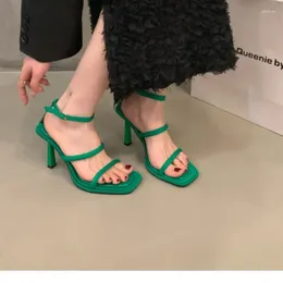 Dress Shoes Elegant Square Toe Women Sandals Cross Straps Summer Ankle Buckles High Heels Fashion Party Pumps Wedding Stilettos