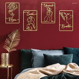 Decorative Figurines Gold Wall Decor Metal Modern Abstract Female Body Line Paintings Hangings Art 3D Sculptures Home Room Decoration