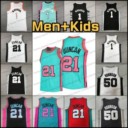 Vintage 50 David Robinson Basketball Jersey tim duncan Wembanyama White Black Teal Rose red Mens Jerseys Stitched Classics Kids Youth Mesh Breathable