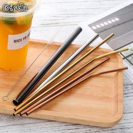 Drinking Straws 10 Pcs/Lot Eco-Friendly 10mm 12mm Straight Stainless Steel Cleaner With Brush Bar Reusable Accessories