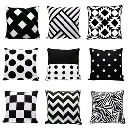 Pillow Geometric Cover Black And White Case Plaid Stripe Soft 45X45cm Bedroom Sofa Decoration Gift