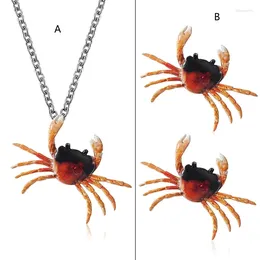Stud Earrings Cartoon Crab Drop Earring Funny Bohemian Style Acrylic Pendant Necklace Friendship Jewelry Gift For Women Girl Teen