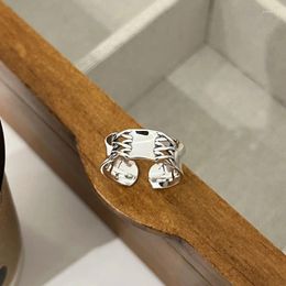 Cluster Rings PANJBJ 925 Sterling Silver Overlapping Ring For Women Girl Gift Weave Texture Hollowing Out Punk Wide Jewelry Drop