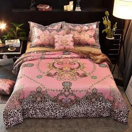 Bedding Sets Pink Blue Red Luxury Bohemia Printing Fleece Fabric Winter Thick Set Duvet Cover Bed Sheet Linen Pillowcases 4pcs