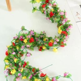 Decorative Flowers 2.6M 1pcs Artificial Vine Rose DIY Wedding Decoration Fake Flower Home Room Decor Wall Hanging Garland Plants