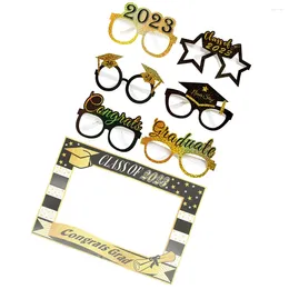 Disposable Cups Straws Headband Glasses Frames Graduation Eyeglasses Props Party Decors Hand Hold Po