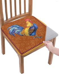 Chair Covers Farm Animal Rooster Wave Point Seat Cushion Stretch Dining 2pcs Cover Slipcovers For Home El Banquet Living Room