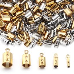 High Quality Stainless Steel Crimp End Beads Caps Leather Cord Clip Tip Fold Crimp Bead Bracelet Connectors For Jewelry Making 240408