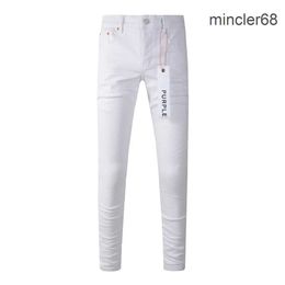 Jeans di marca viola 2024 New High Street White Jeans Repautica di alta qualità a basso aumento Pantaloni di jeans magri