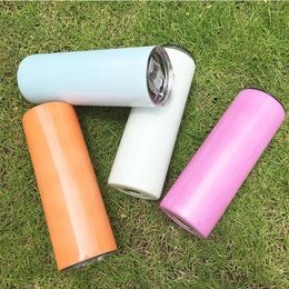 Tumblers 20oz UV Color Change Skinny Tumbler Straight Water Bottle Stainless Steel Slim With Lids Creative Glass Sunlight Sensing Gift