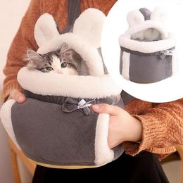 Cat Carriers Warm Pet Bag Small Dogs Backpack Winter Plush Pets Cage For Outdoor Travel Hanging Chest Bags V5z3