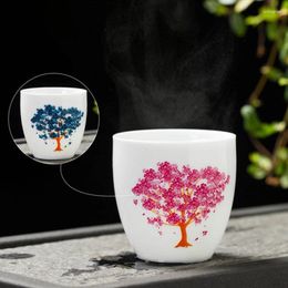 Cups Saucers Magic Teacup Cold Temperature Discoloration Color Changing Tea Cup Flower Ceramic Set Bowl