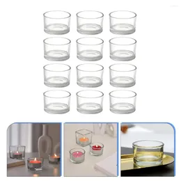 Candle Holders 12 Pcs Cup Glass Holder Bowl Wedding Decor Tea Cups Clear Light Jar Crystal Pine Cover Stand Container